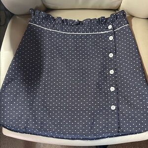 TOP SHOP Navy Polka Dot Button-Up Skirt